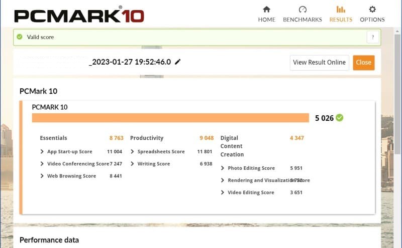 Inspiron 14 AMDのベンチマーク結果（PCMark10）
